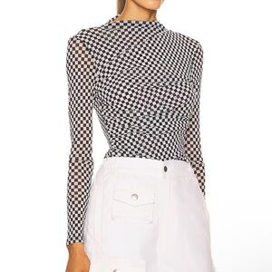 new enza costa mesh twist long sleeve checkered top!